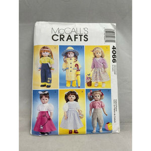 McCall's Crafts 4066 18 inch doll clothes Skirt Raincoat Pants Top Jumper Sewing